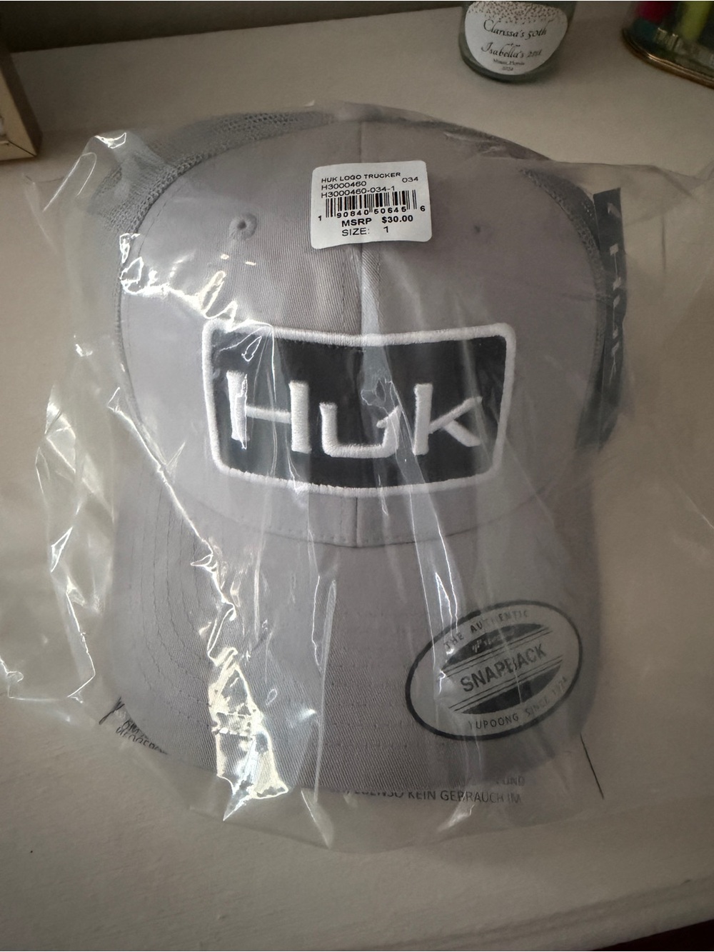 Huk Light Gray Trucker Hat with Black Logo NWT